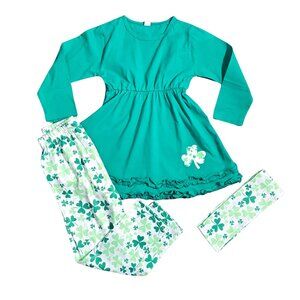 NWOT | St. Patrick's Day 3-Piece Outfit Set | Tunic, Leggings & Headband | 8/10y